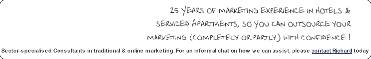 Sector-specialised Consultants in traditional & online marketing. For an informal chat on how we can assist, please contact Richard today
